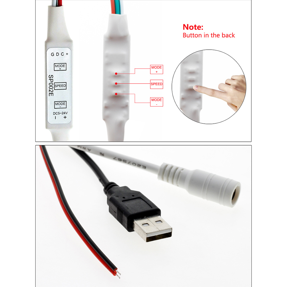 DC5-24V SP002E 3-Key Mini RGB Controller For WS2811 WS2812 LED Pixel Strips